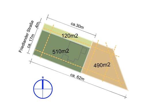 Skizze hier werden die grünen Stücke verkauft - 
