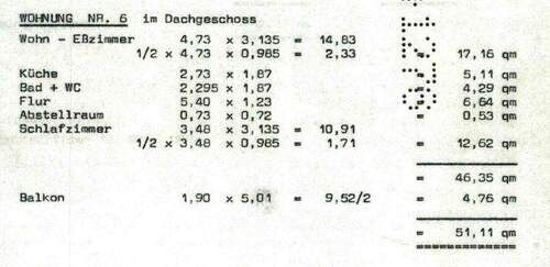 Flächenberechnung aus der Bauakte - 