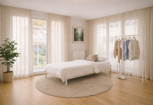 Helles Gästezimmer oder Büro - KI Möbel - 