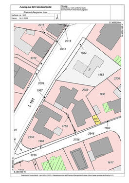 Katasterauszug mit Stellplatz - 2 Zimmer Etagenwohnung zum Kaufen in Bergisch Gladbach / Schildgen