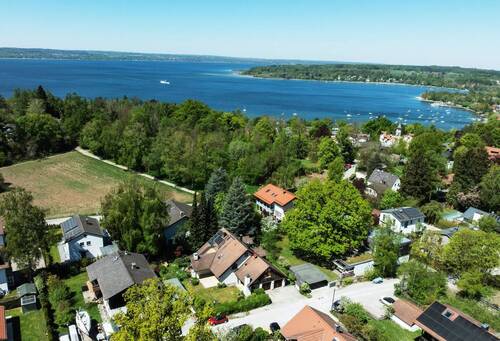 Luftbild mit Ammersee - 5 Zimmer Doppelhaushälfte zum Kaufen in Herrsching am Ammersee