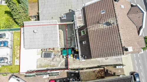 Drohne oben--Bearbeitet-Bearbeitet - Kleine WerkstattLagerhalle * ca. 200 m² Lagerfl. * ca. 150 m² Außenfl.* 2 Stellplätze * Innenhoflage * gute Verkehrs...