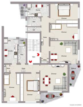 Skizze Geschossplan 1.OG - 4.OG - 