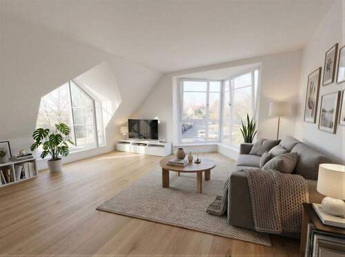 Wohnzimmer (KI-unterstützt) - 2 Zimmer Etagenwohnung in Dresden-Cunnersdorf