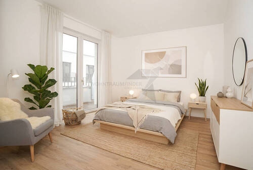 Visualiserung_2Z Schlafzimmer - Frühlingsangebot! Wohnen am Pelzmühlenteich- 2-Raum-Whg. barrierefrei mit Einbauküche und Südbalkon