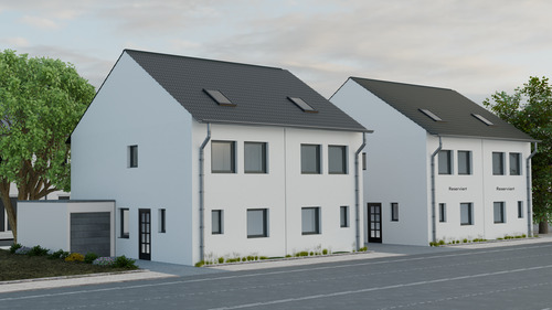 Recklinghausen Perspektive - Neubau von projektierten 4 Doppelhaushälften am Gertrudisplatz in Recklinghausen.