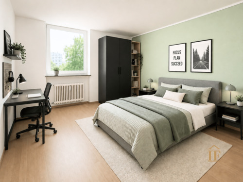 Schlafzimmer visualisiert - 3 Zimmer Etagenwohnung in München