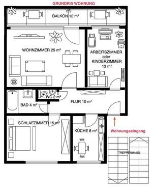 Grundriß der Wohnung - 