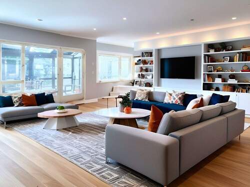 Wohnzimmer mit KI - Doppelhaushälfte mit 168,00 m&sup2; in Ludwigsburg zum Kaufen