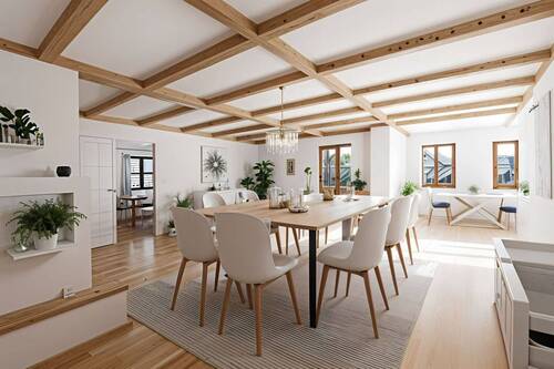 Essbereich mit Blick zur Küche gestaged - 1 Zimmer Einfamilienhaus in Oberaudorf