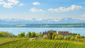 Blick auf Schloss Kirchberg, Bodensee und Alpen - Traumdomizil mit atemberaubendem Panoramablick auf Alpen und Bodensee