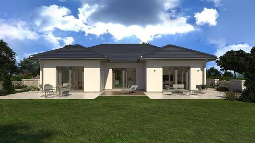 Ansicht Garten - Bungalow bauen mit OKAL - OKAL Prime Lieferung