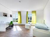 Schlafen - Erstbezug nach Modernisierung: Möbliertes + helles 1-Zimmer-Apartment am Campus Riedberg 