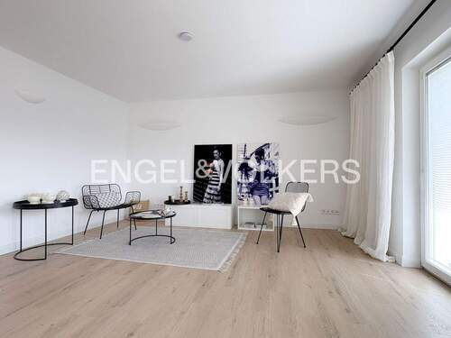 Helles Wohnzimmer mit Balkonzugang - Ästhetik und Funktionalität . Einzigartige 3-Zimmer-Wohnung nahe der Tübinger Kunsthalle