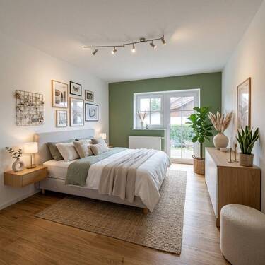 Schlafzimmer EG KI visualisiert - 6 Zimmer Mehrfamilienhaus, Wohnhaus in Vilgertshofen-Issing