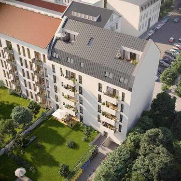 Visualisierung Rückansicht - NEUBAUPROJEKT LANGE 30 - Gemütliche 2-Raum-Wohnung mit Loggia und offenem Wohnbereich