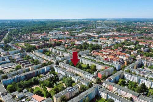 Luftaufnahme Stadtgebiet - Rostock KTV - 2-Zimmerwohnung im Hochparterre mit Terrasse und Vollbad