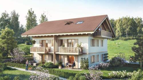 Außenansicht / Illustration - Nur einen Steinwurf vom Staffelsee entfernt. Charmante Neubau DHH in Uffing am Staffelsee!