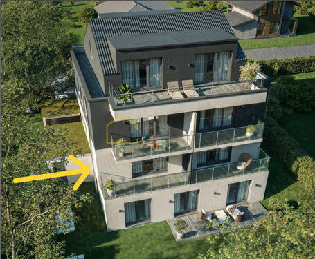 Bild 1 - Massivholz-Neubau: 2 Zimmer mit Balkon, KfW40, gesundes Wohnklima, Weitblick