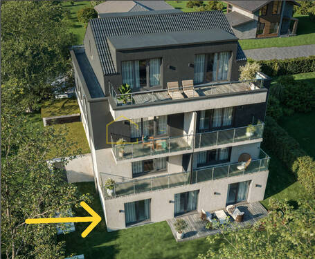 Bild 1 - Gartenwohnung, 3,5 Zimmer, Neubau, KfW40, Carport
