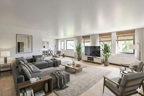 Wohnzimmer KI-Beispiel - Wo Wohnträume Form annehmen: Ihr lichtdurchflutetes Raumwunder mit maximaler Gestaltungsfreiheit