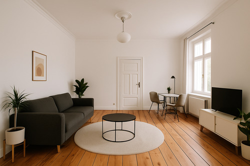 Wohnzimmer - Berlin-Mitte: Helle 2-Zimmer-Altbauwohnung mit separater Küche, Tageslichtbad & durchdachtem Grundriss in zentraler Wohnlage