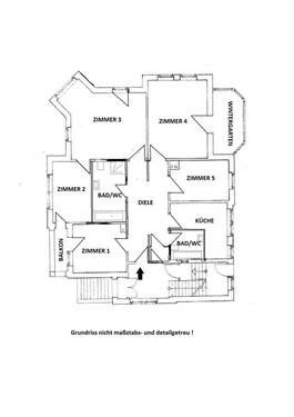 Grundriss - Helle und freundliche 5-Zimmer-Wohnung mit Wintergarten und kleinem Balkon in zentraler Wohnlage von Rudolstadt