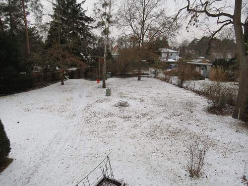 Blick in den verschneiten Garten - 