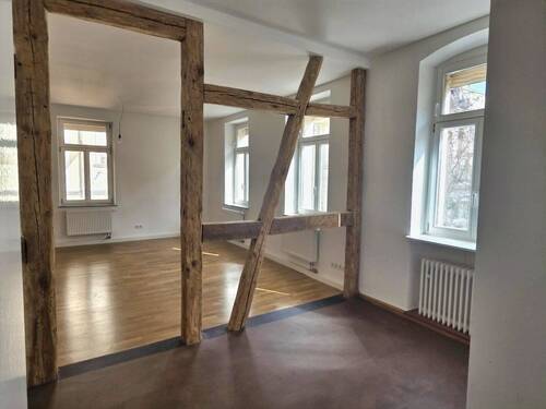 Blick vom Arbeitsbereich zum Wohnzimmer - Etagenwohnung mit 80,00 m&sup2; in Bad Kissingen zur Miete