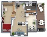Obergeschoss Grundriss 3D - 