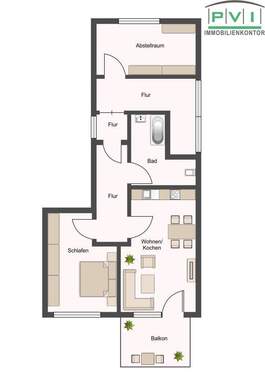 Grundriß - 2 Zimmer Etagenwohnung zur Miete in Schwarzenberg/Erzgeb.