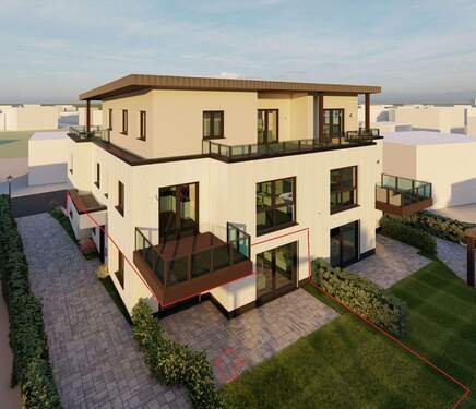 Frontansicht - Süd-Westlage Neubau Erstbezug mit toller Terrasse und kleinem Grundstück - 5 ETW Horhausen!