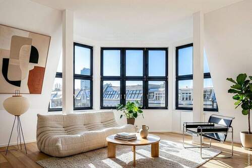 Wohnzimmer - Exklusive Dachgeschosswohnung mit Panoramablick im Erstbezug