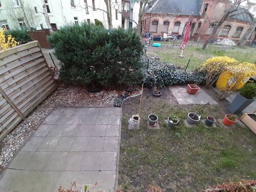 Terrasse mit Gartenanteil - Etagenwohnung mit 79,00 m&sup2; in Leipzig zum Kaufen