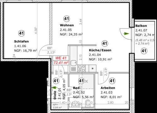 H2-WE41-2OG.png - Etagenwohnung mit 72,40 m² in Petershagen/Eggersdorf zum Kaufen