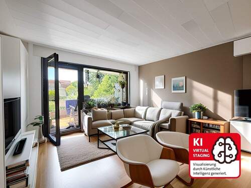 Wohnzimmer mit Balkonzugang - 