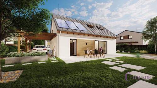 Largo 85 Außenansicht 3 mit Logo - 4 Zimmer Einfamilienhaus in Harsum / Hönnersum