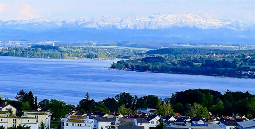 Aussichtspunkt nur wenige Meter entfernt - große Ferienwohnung mit See- und Alpensicht - ab 3 Tage bis max. 6 Wochen !