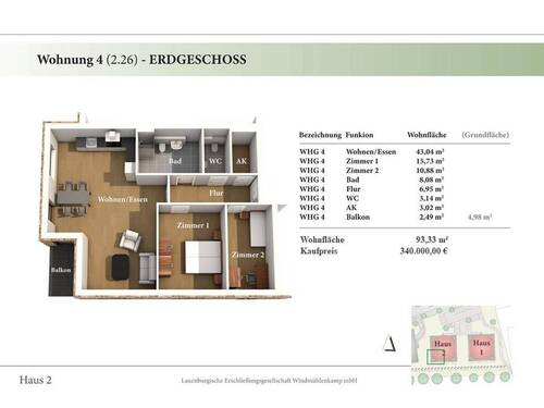 1. OG Wohnung 2.26 - 3 Zimmer Etagenwohnung zum Kaufen in Lauenburg an der Elbe