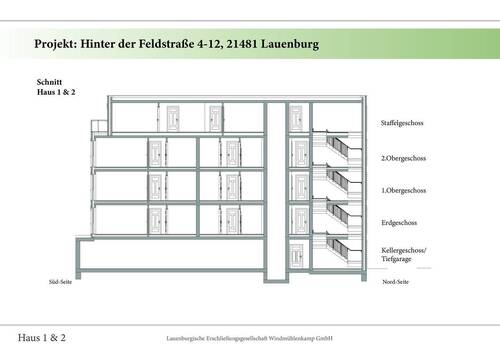 Schnitt Haus 1 & 2 - Etagenwohnung mit 93,30 m&sup2; in Lauenburg an der Elbe zum Kaufen