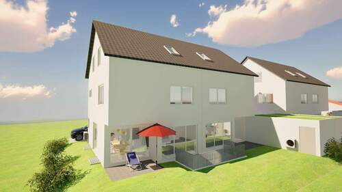 3D-Darstellung Nord-West - 7 Zimmer Doppelhaushälfte in Gärtringen