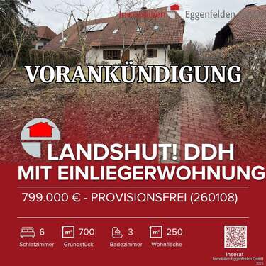 Titelbild 260108 - VORANKÜNDIGUNG Landshut Stadtteil Berg! PROVISIONSFREI! DHH mit Einliegerwohnung