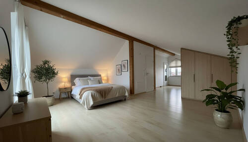 Schlafzimmer Dachstudio virtuelles Homestaging - 