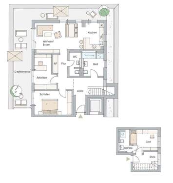 ideal mit weiterem Zimmer in der unteren Ebene - 