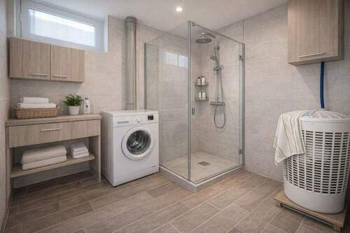 Vorschlag: Moderne Waschküche mit begehbarer Dusche - 