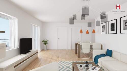 Wohnzimmer - Etagenwohnung mit 58,80 m&sup2; in Bestensee zum Kaufen