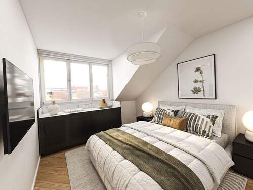 Referenzfoto Schlafzimmer KI optimiert - 3 Zimmer Etagenwohnung zum Kaufen in Leipzig