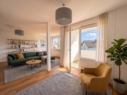 Beispiel Wohnzimmer - Hochwertig saniert & sofort bezugsfrei: Moderne 3,5 Zimmer-Wohnung mit Balkon, Garage