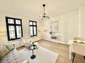 Wohnbereich - Sofort bezugsfrei: Modernisierte 2-Zimmer-Wohnung mit Terrasse in Wismars Altstadt