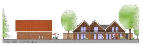 Ansicht Südwesten - Reihenmittelhaus mit 137,00 m&sup2; in Wiesmoor zum Kaufen